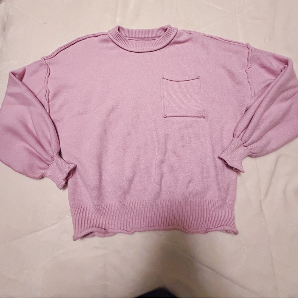 Light Pink Crewneck Pocket Sweater - Women